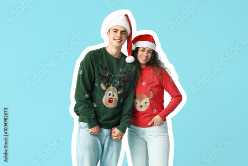 Happy young couple in Chris...