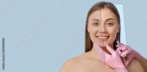 Beautiful young woman recei...