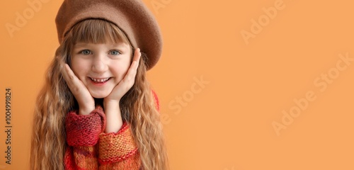 Cute little girl in autumn ...