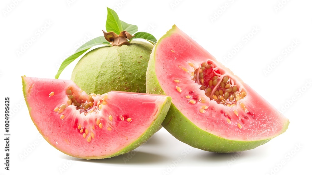 slice of guava isolated on white background slice of guava isolated on white background