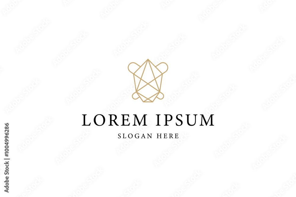 diamond logo in luxury gold color line art design style diamond logo in luxury gold color line art design style
