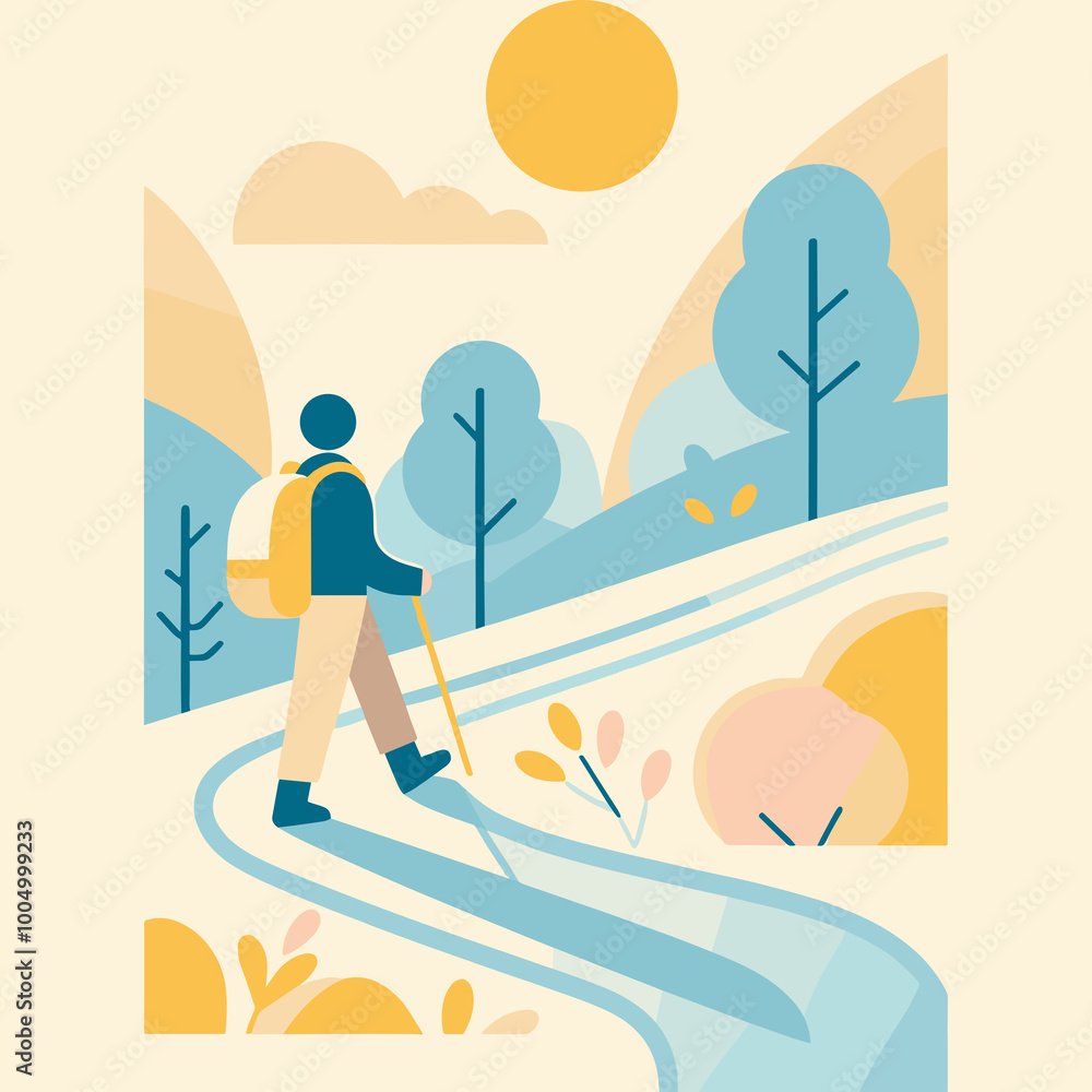 Walking Flat Vector Illustration Design Walking Flat Vector Illustration Design