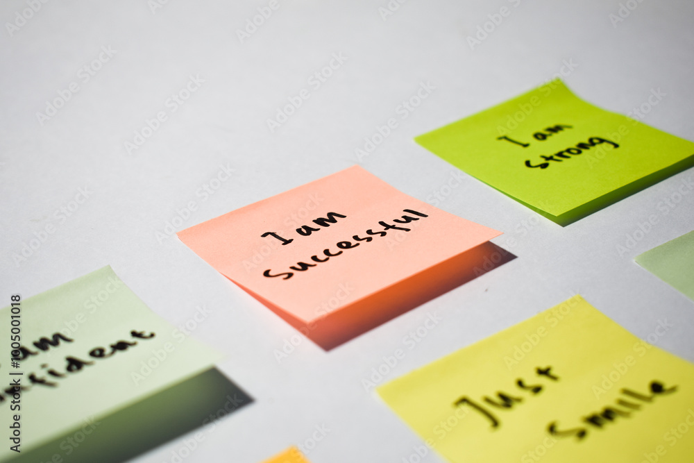 I am successful on sticky notes. Motivational words for personal development, inspirational handwriting. Isolated background I am successful on sticky notes. Motivational words for personal development, inspirational handwriting. Isolated background