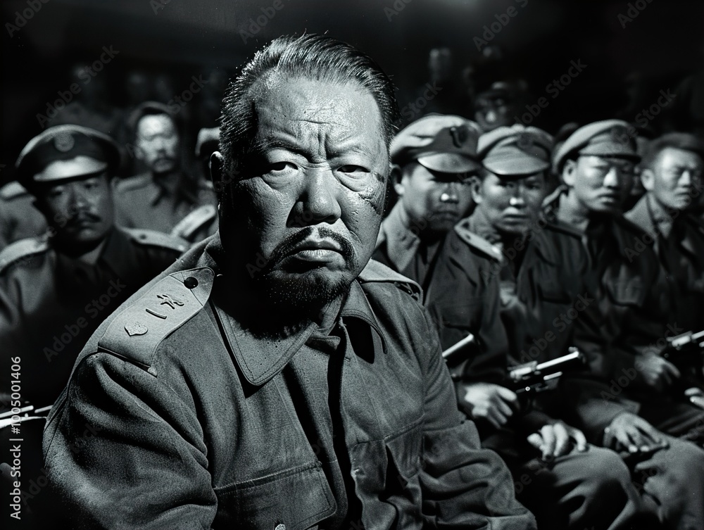 Fototapeta premium A Close-Up Portrait of a Military Leader in Uniform