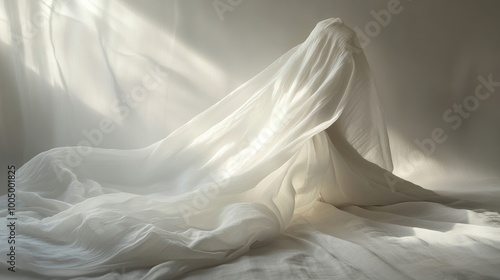 Wallpaper Mural Ethereal white fabric draped in soft light, abstract art concept Torontodigital.ca