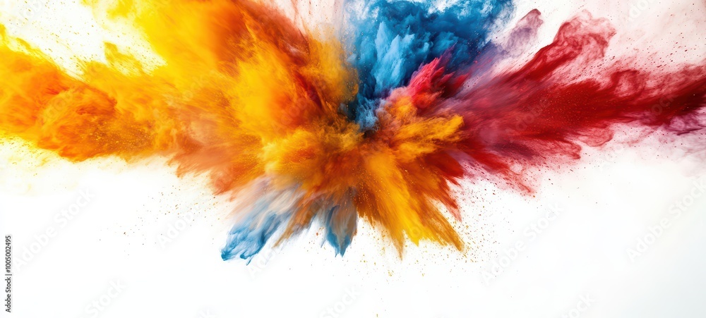 A radiant explosion of bright, saturated colors reds, yellows, and blues A radiant explosion of bright, saturated colors reds, yellows, and blues