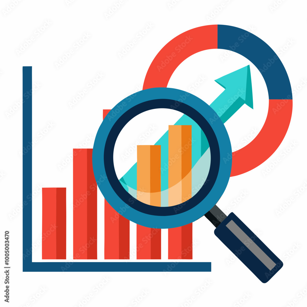 magnifying glass over a graph magnifying glass over a graph