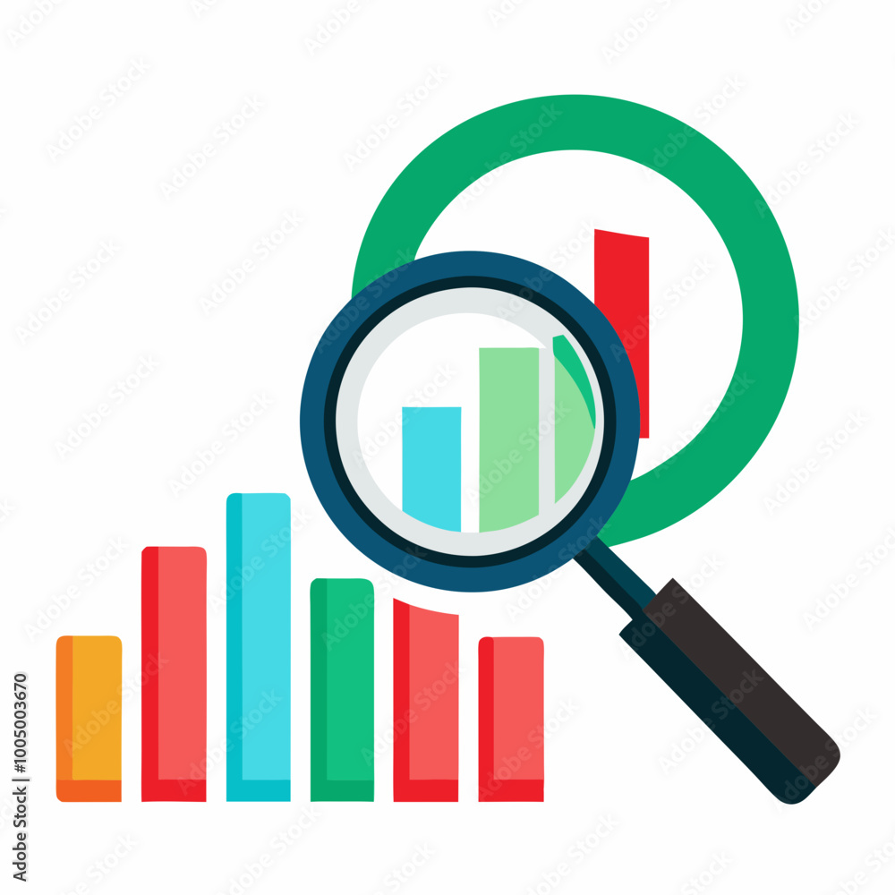 magnifying glass over a graph magnifying glass over a graph