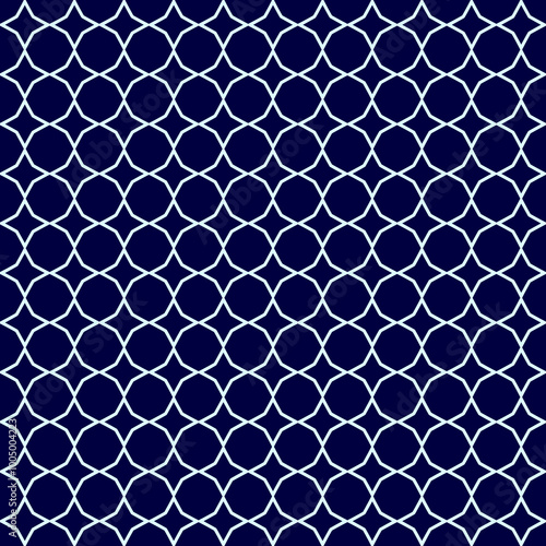 Blue Pattern: Octagon, Star, Connected, Seamless, Symmetric, Minimalist