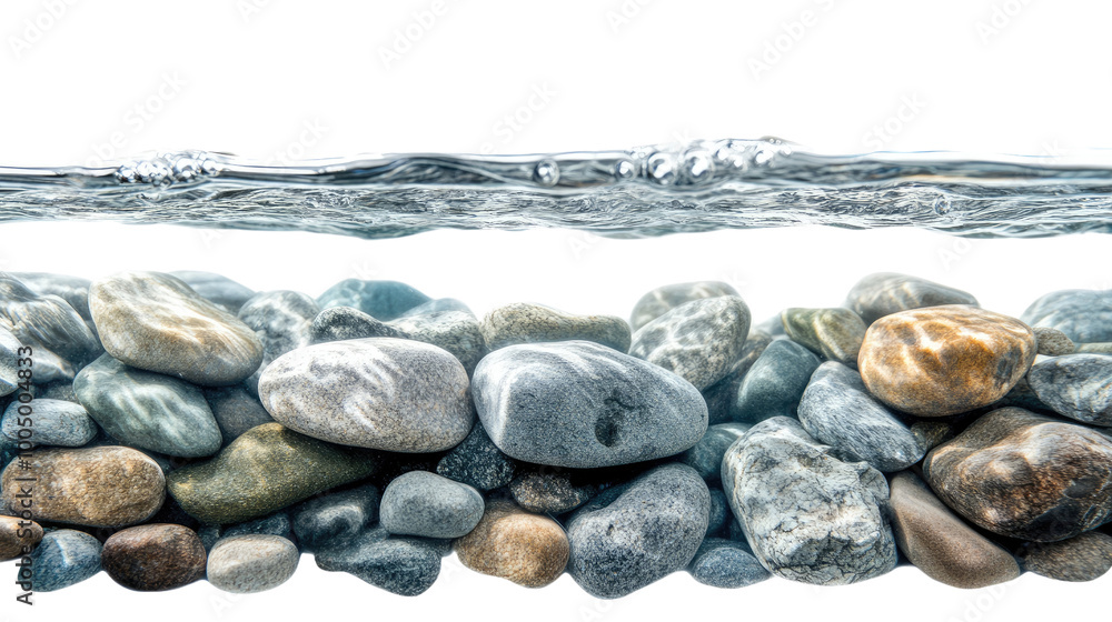 clear water with smooth rocks on a transparent background clear water with smooth rocks on a transparent background