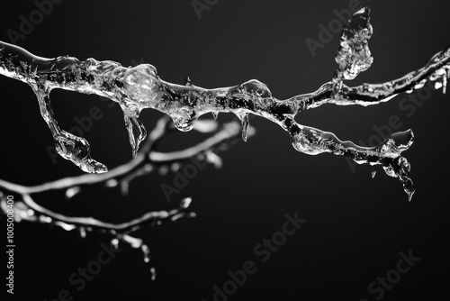 A Frozen Branch with Icicles Hanging