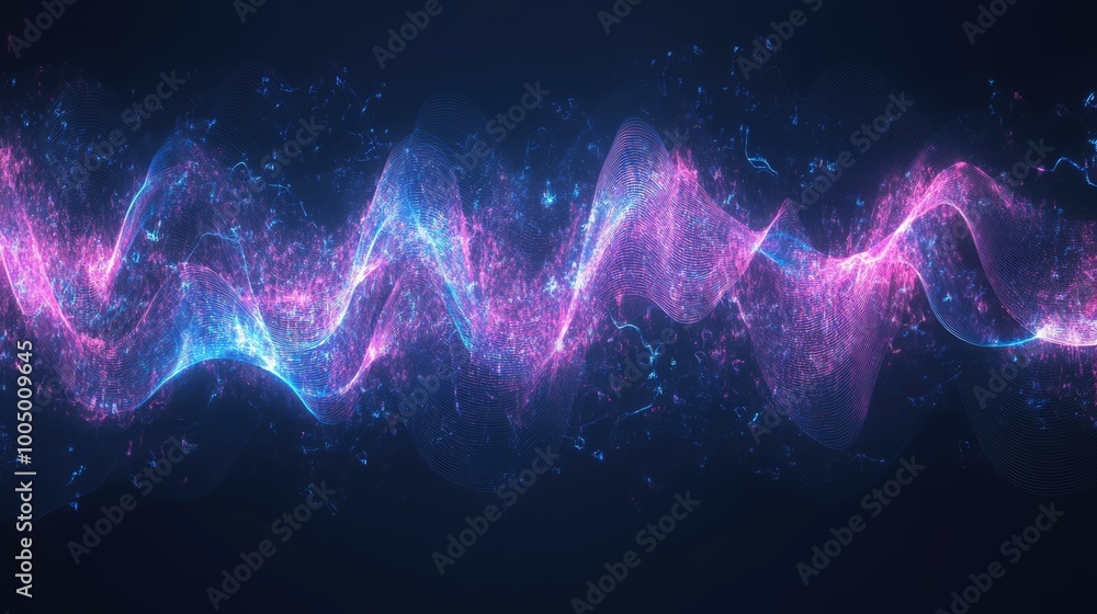 Purple, pink and blue sound wave graphic design. Dynamic motion lines, wavy rhythm and pulse structure. Digital music concept Purple, pink and blue sound wave graphic design. Dynamic motion lines, wavy rhythm and pulse structure. Digital music concept