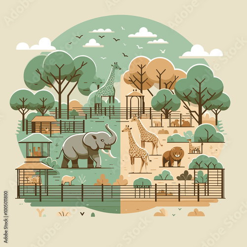 Zoo Flat Vector Illustration Design
 photo