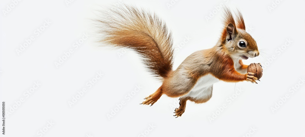 Obraz premium An energetic squirrel with a bushy tail
