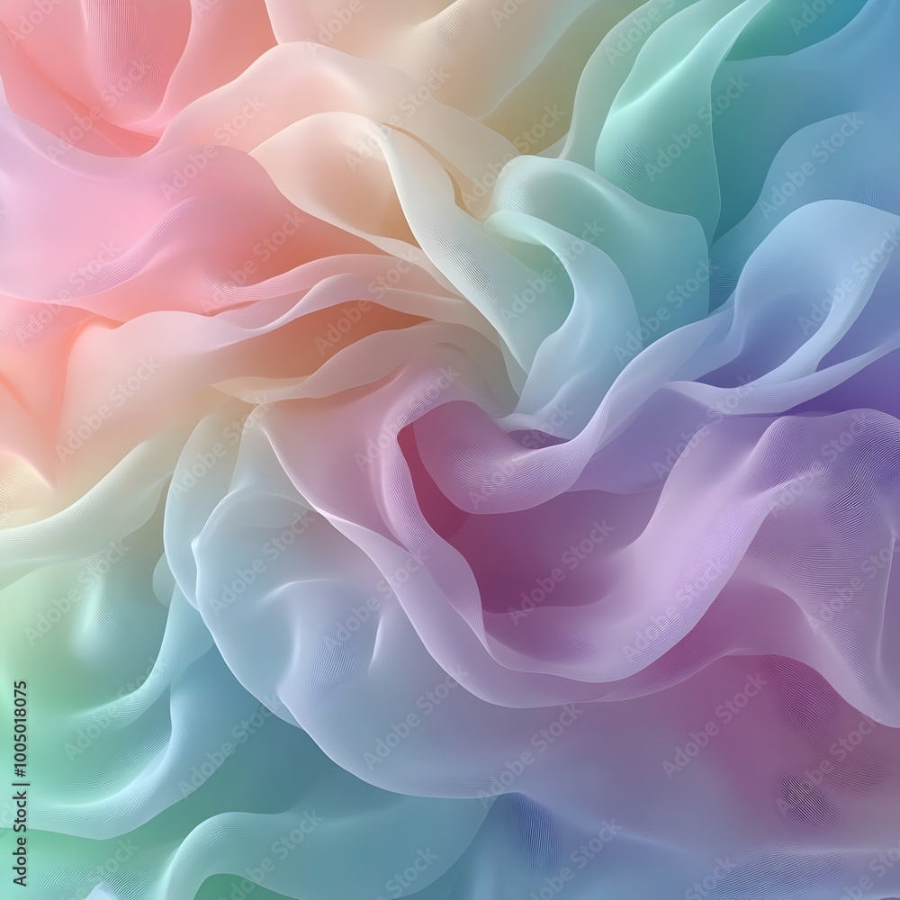 Obraz premium Soft, pastel-colored fabric draped in delicate folds, creating a dreamy and abstract background.
