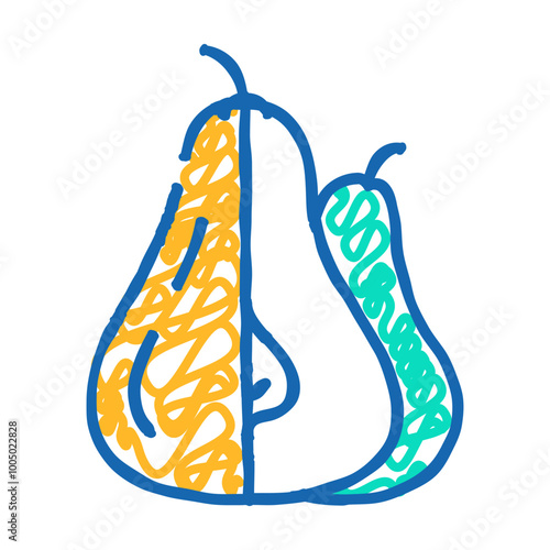 pear two cut doodle icon sketch vector. pear two cut sign. isolated symbol illustration