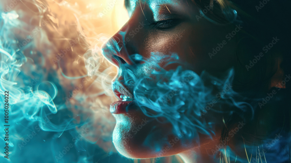A close-up of a person exhaling deeply, their face reflecting relief and relaxation. A close-up of a person exhaling deeply, their face reflecting relief and relaxation.