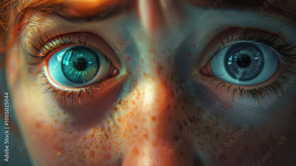 A close-up of a person with tense facial muscles and wide eyes, conveying deep worry. A close-up of a person with tense facial muscles and wide eyes, conveying deep worry.