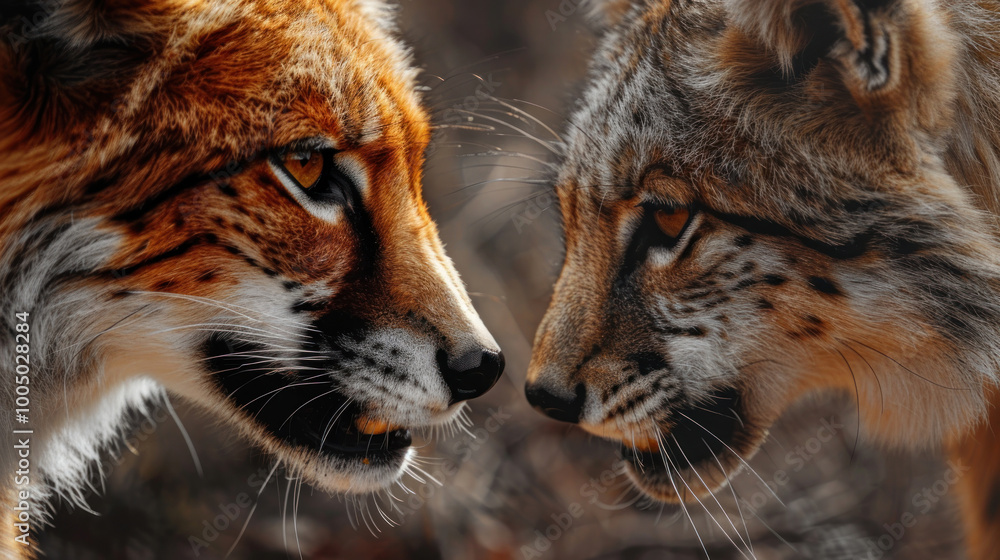 Fototapeta premium A comparison of fear responses in domestic versus wild animals, showcasing how domestication affects fear.