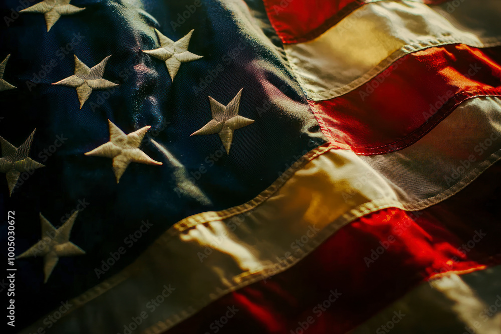 Fototapeta premium American flag and election vote silhouette composition.