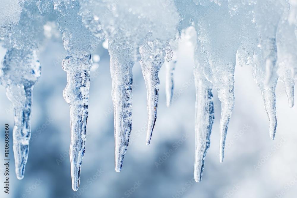 Close-up of Icicles Hanging From a Frozen Surface Close-up of Icicles Hanging From a Frozen Surface