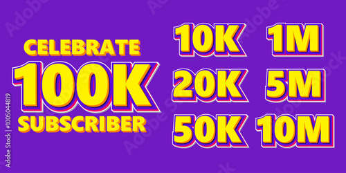 celebrate 100k subscriber editable text effect, typography social media template for celebration reach