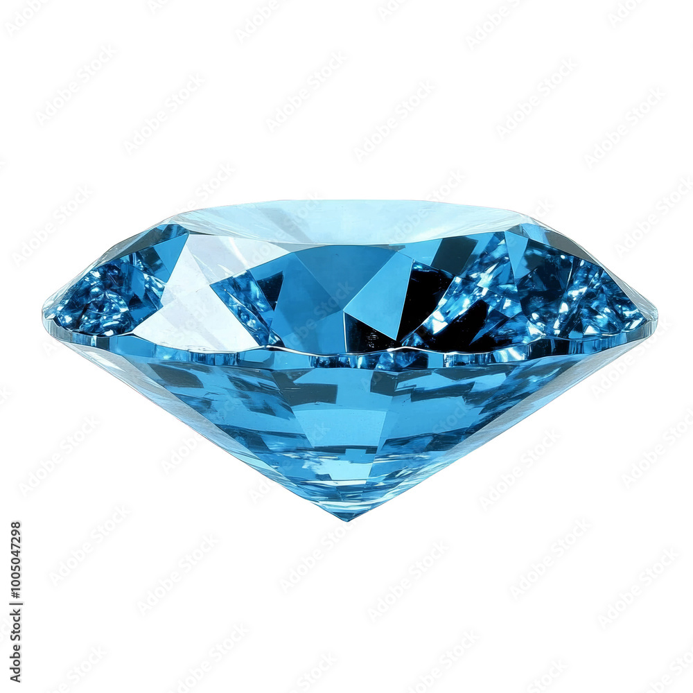 Brilliant blue diamond with detailed cut, white isolated background. Brilliant blue diamond with detailed cut, white isolated background.