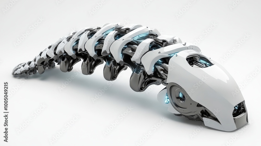 Futuristic robotic caterpillar on a white isolated background. Futuristic robotic caterpillar on a white isolated background.