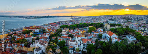 View of Alfama, one of Lisbon’s oldest areas with shops selling traditional crafts and cafes, Portugal