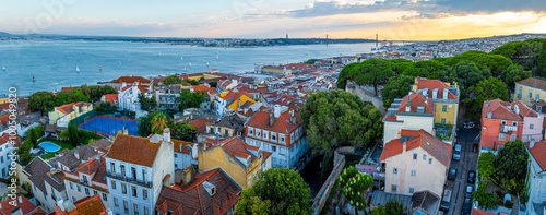 View of Alfama, one of Lisbon’s oldest areas with shops selling traditional crafts and cafes, Portugal