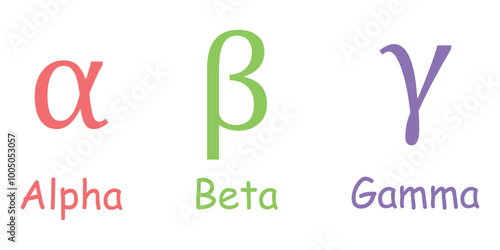 Alpha, beta and gamma symbol vector icon set. Radioactive Radiation Symbols Designed for Scientific and Educational Purposes.