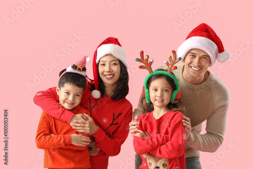 Happy family in Christmas c...
