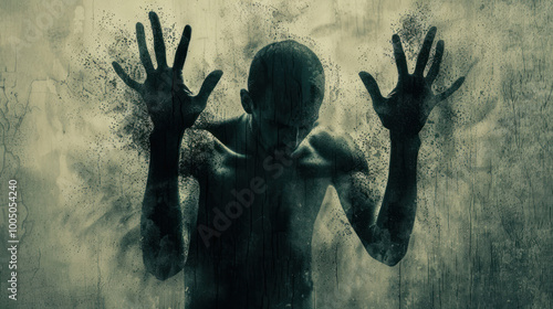 A visual of a person experiencing anxiety, hands clenched and body tense, showing the physical effects of fear. photo