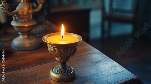 Cozy Candle Glow in Rustic Interior