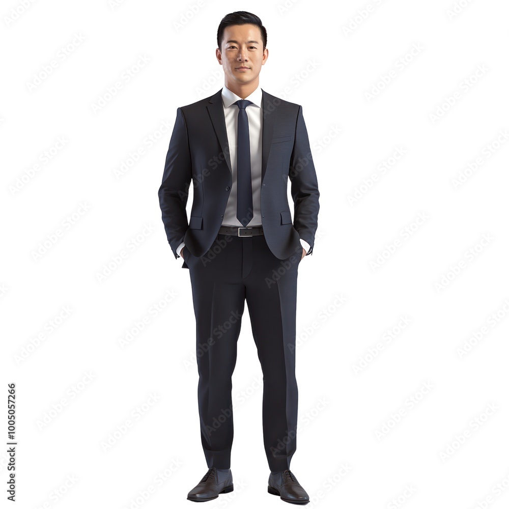 A man in a suit and tie stands in front of a white background A man in a suit and tie stands in front of a white background