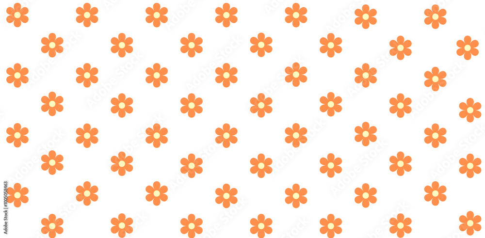 Seamless small orange floral pattern with white background Seamless small orange floral pattern with white background
