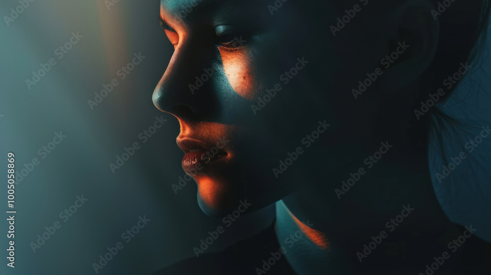 Obraz premium A visual of a person with a composed face, hiding their true emotions beneath a calm exterior.
