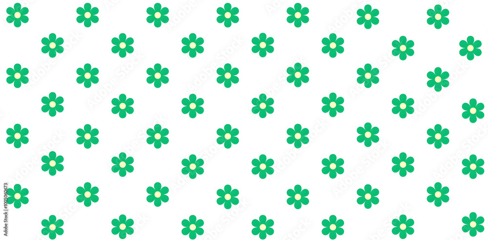Seamless small dark green floral pattern with white background Seamless small dark green floral pattern with white background