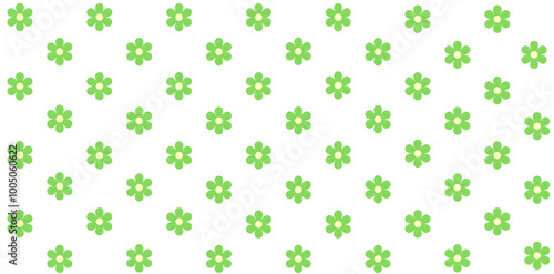 Seamless small light green floral pattern with white background