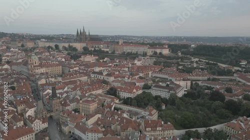 Wallpaper Mural Panorama of Prague city skyline aerial top view fly over old town in front prague castle. Torontodigital.ca
