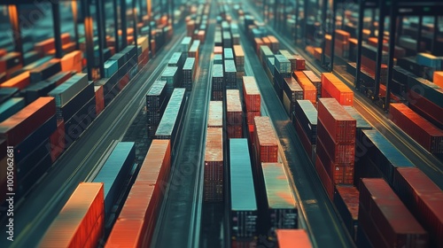 A vast array of stacked cargo containers showcasing the complexities of modern shipping and global trade logistics large number of are together illustrating the logistics of freight transportation photo