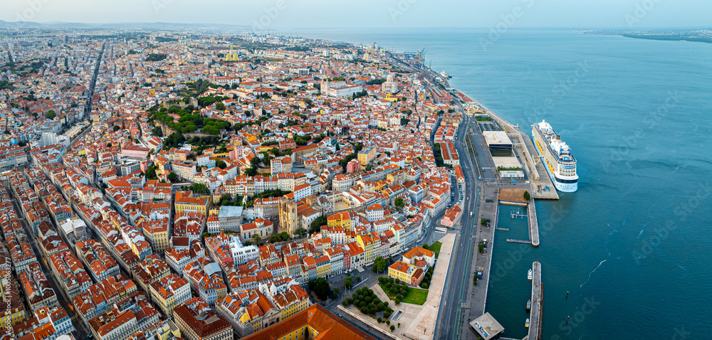 Cruise ship in Lisbon marina in Portugal