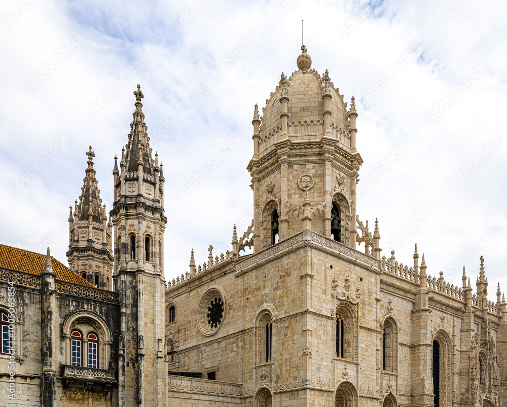 Fototapeta premium View of Jeronimos Monastery near the Tagus river in Belém district of Lisbon, Portugal