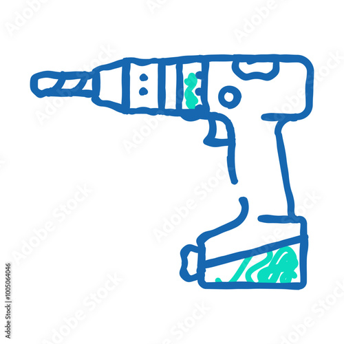 drill hole assembly furniture doodle icon sketch vector. drill hole assembly furniture sign. isolated symbol illustration