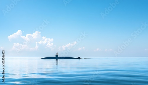 Submarine on the Calm Ocean Surface