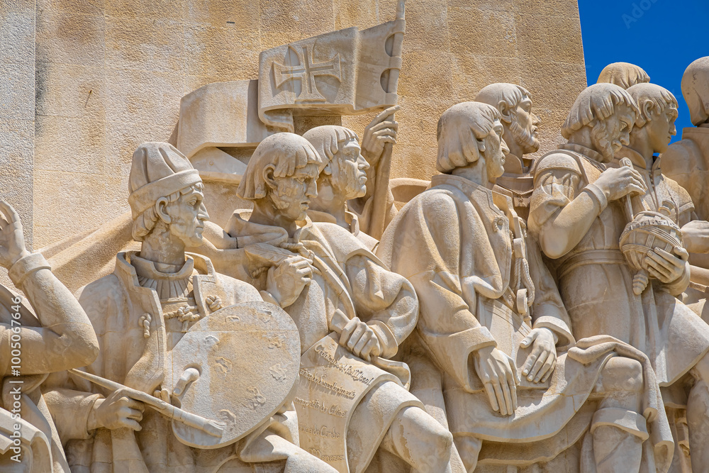 The Monument of the Discoveries, a monument on the northern bank of the Tagus River estuary, in the Belem district of Lisbon