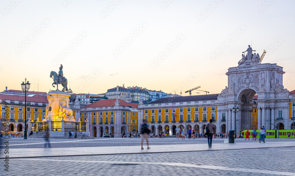 Praca do Comercio, a large, harbour-facing plaza in Portugal's capital, Lisbon
