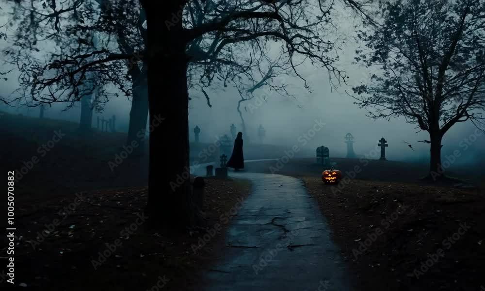 Path in a forest with three pumpkins on it. hyperrealistic Video Path in a forest with three pumpkins on it. hyperrealistic Video
