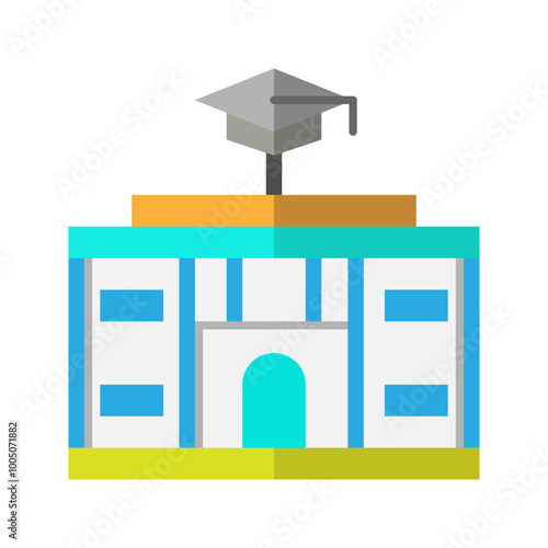 University building icons. with flat style, suitable for education, city and business symbol logo illustration.