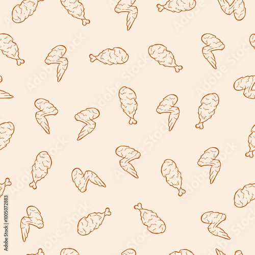 crispy fast food chicken vector seamless pattern background